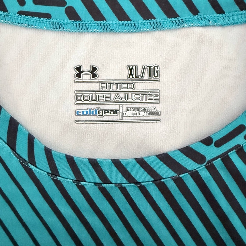 Under Armour Women’s ColdGear Fitted Long Sleeve Shirt XL Teal Black Geometric - Picture 6 of 7